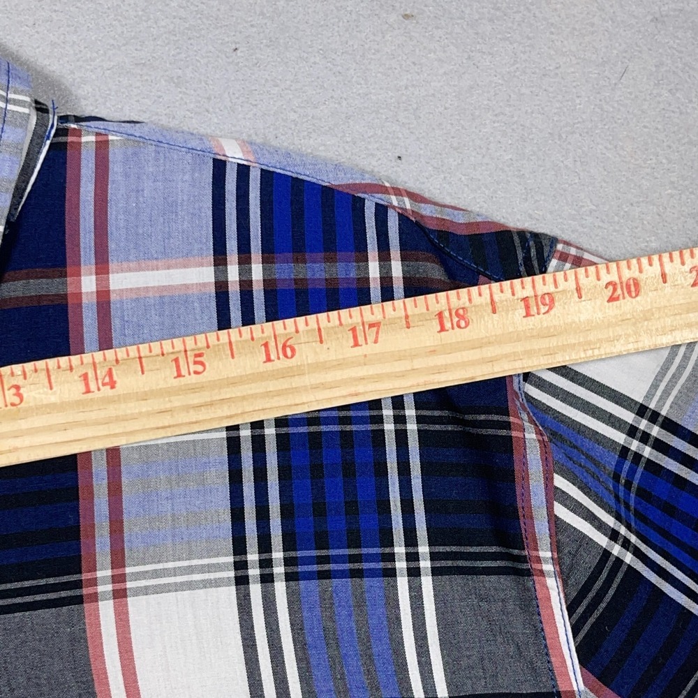 Levis Plaid Button Down Shirt Teen XL Regular Fit Blue White Red Casual Western - Picture 6 of 11